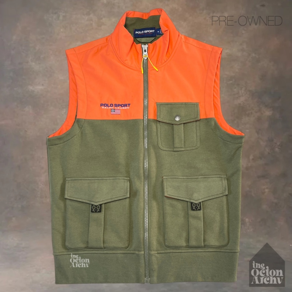 Size M Polo Sport Hybrid Vest 'Orange/Olive Green' 624674 Pre-Owned